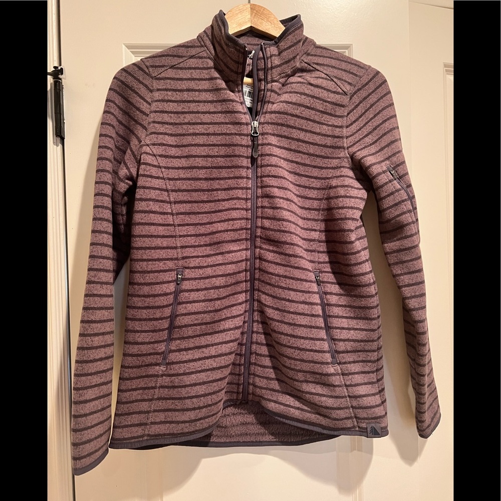 LL Bean fleece full zip jacket in deep taupe. NWT
